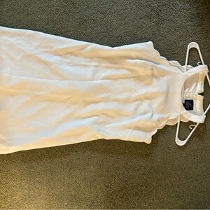 Adrianna Papel scalloped edges white halter neck dress